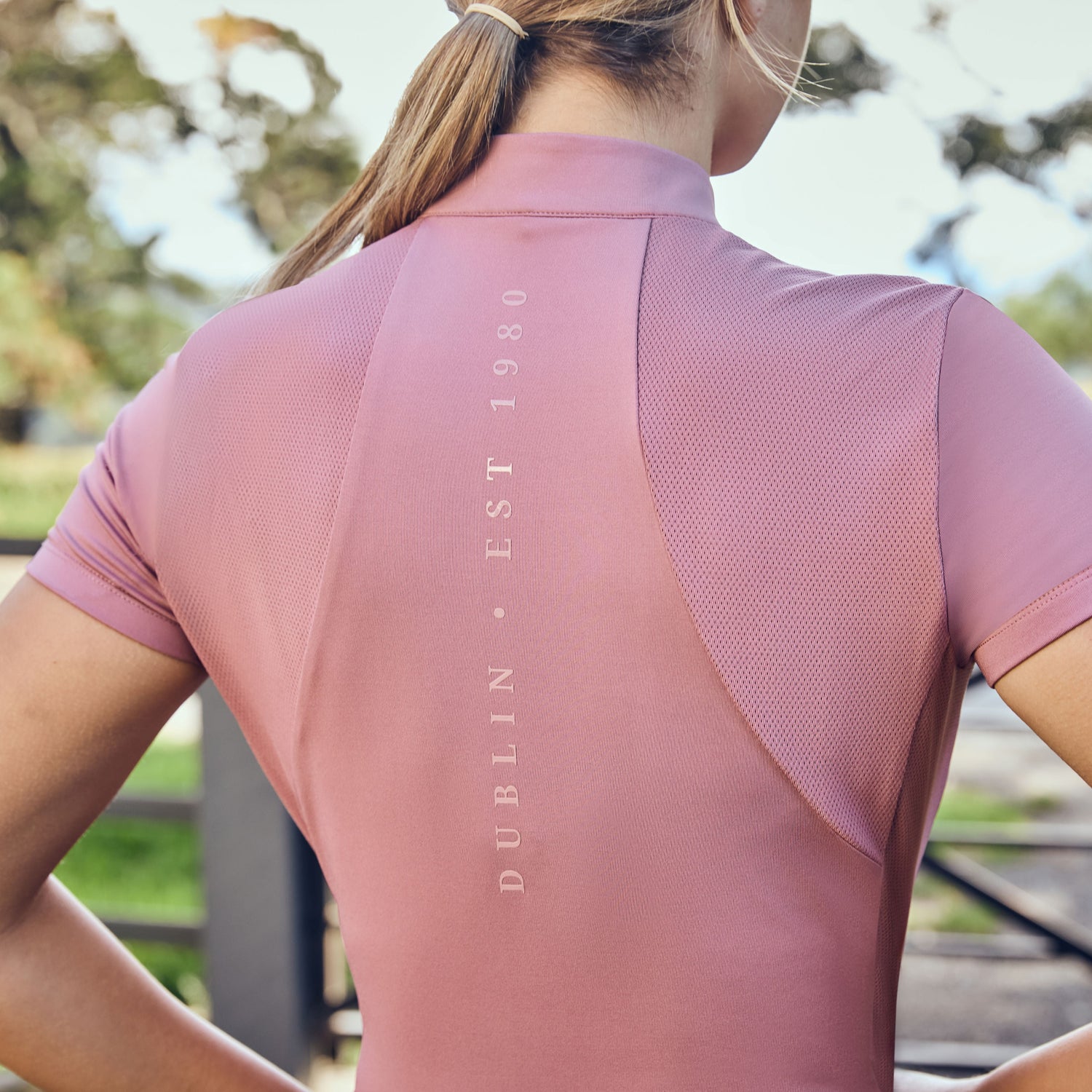 Dublin Ladies 1/4 Zip Breathable Short Sleeve Top #colour_dusty-rose