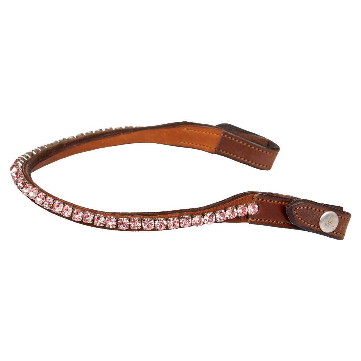 Acavallo Browband Calfskin & Round Crystals #colour_cognac-pink