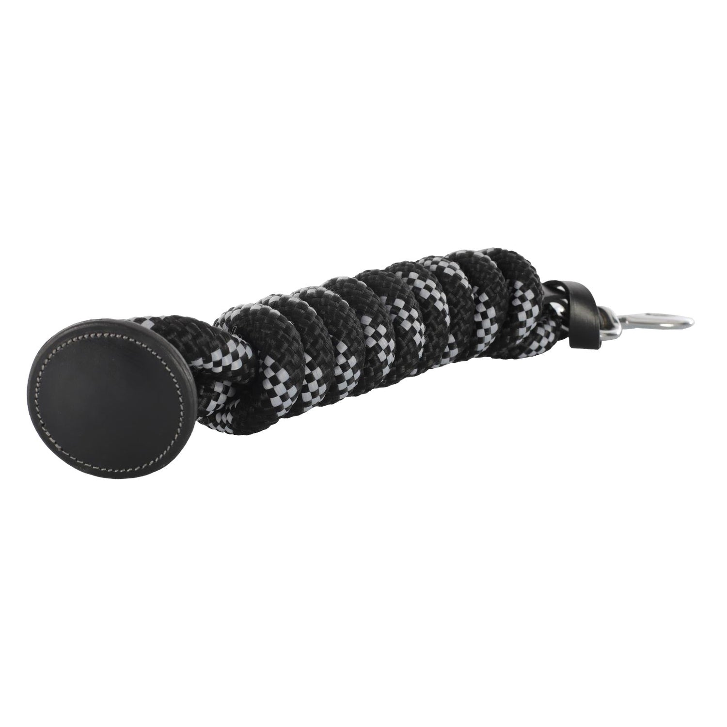 Acavallo Braided Lead Rope Leather Ends #colour_black