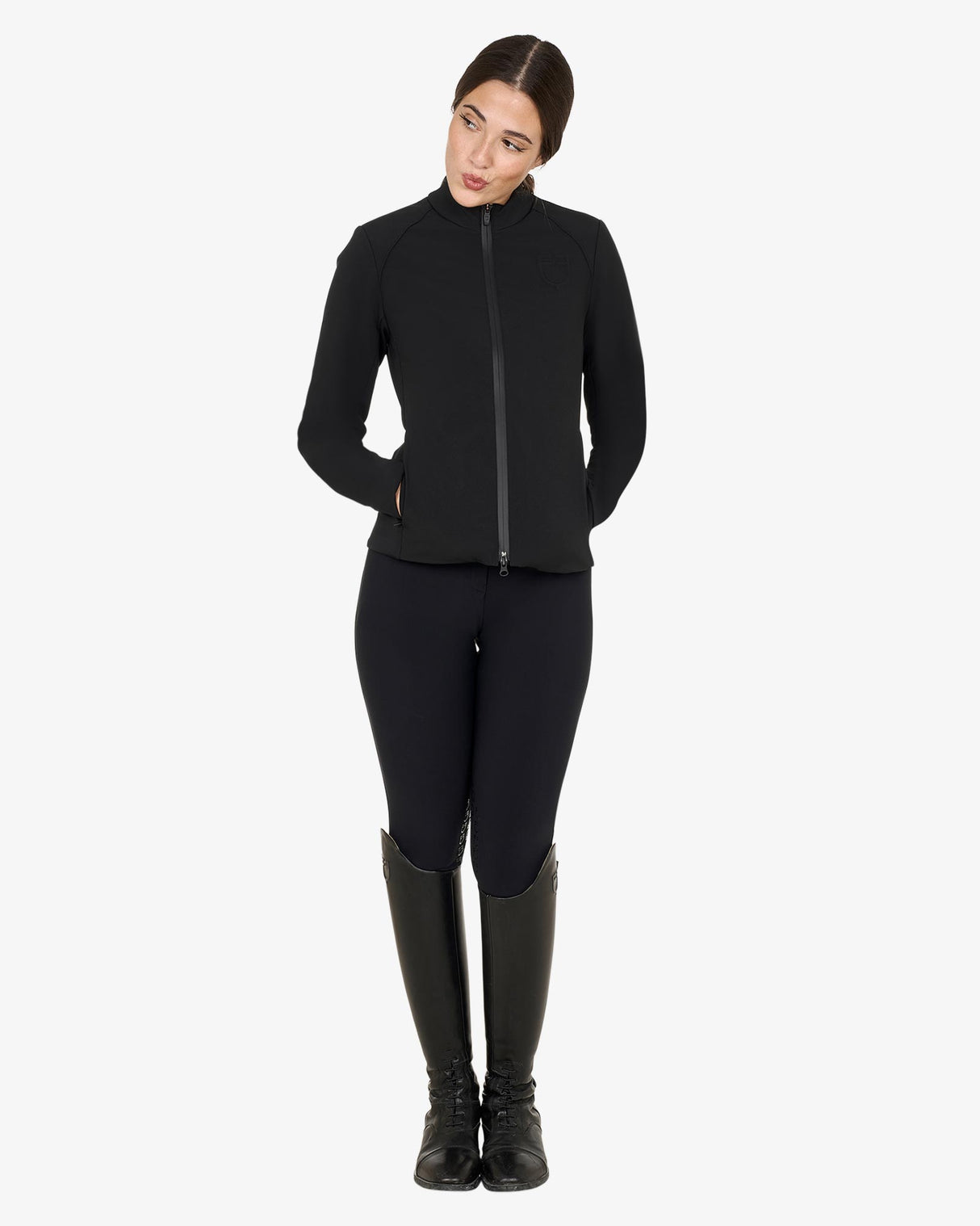 Equestro Women's Softshell Jacket In Padded Technical Fabric #colour_black
