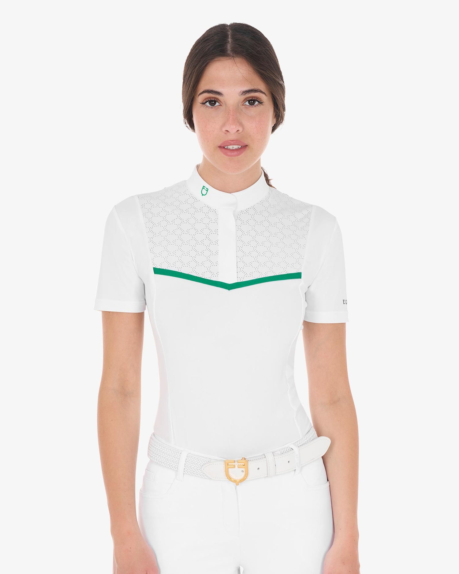 Equestro Women's Slim Fit Competition Polo Shirt With Chest Perforated Inserts