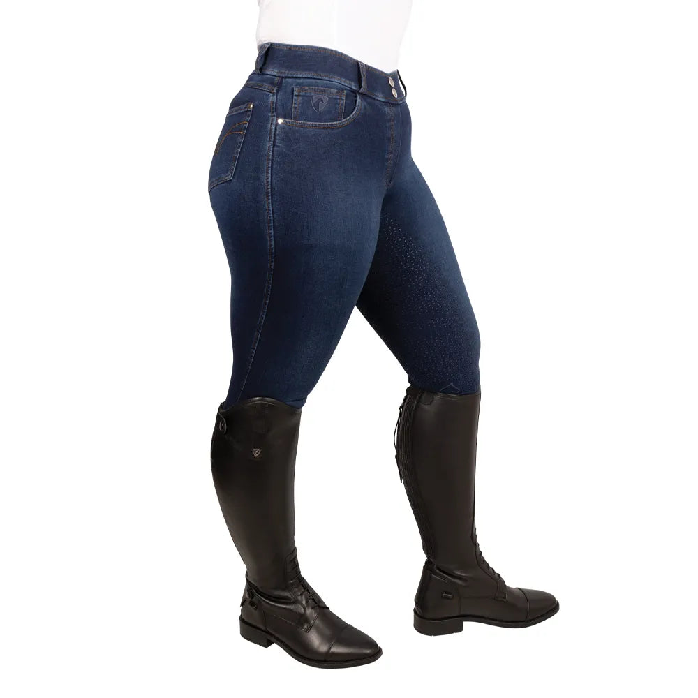 Hy Equestrian Elevate Style Denim Breeches #colour_dark-blue