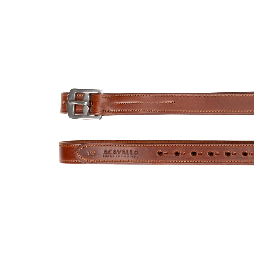 Acavallo Calfskin Stirrup Leathers Internal Reinforcement #colour_cognac