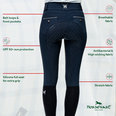 Horseware Ireland Newmarket Full Seat High Rise Breeches #colour_newmarket-navy
