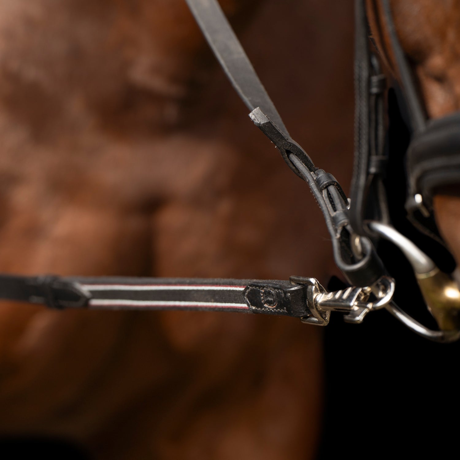 Imperial Riding Leather Side Reins with Elastic #colour_black