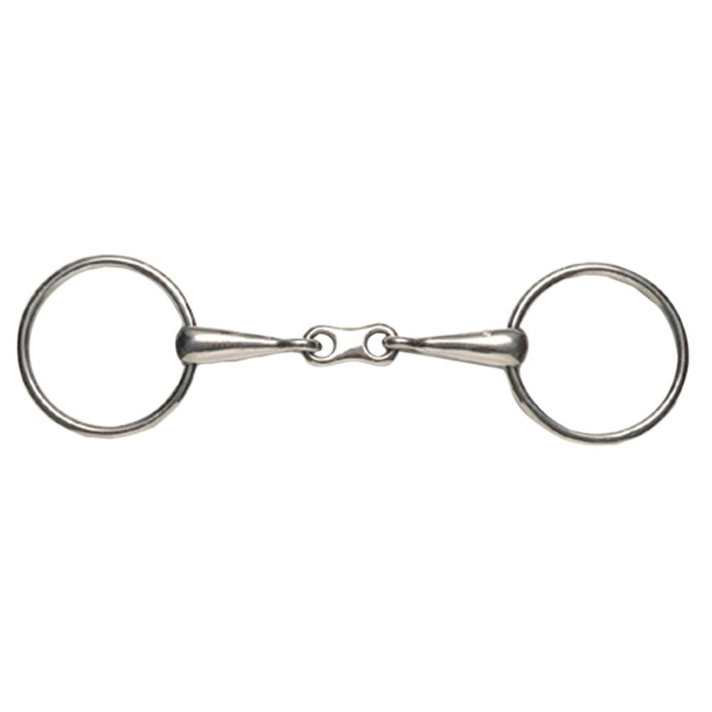 Mors de filet à anneau ample Korsteel en acier inoxydable à bouche fine à maillons français