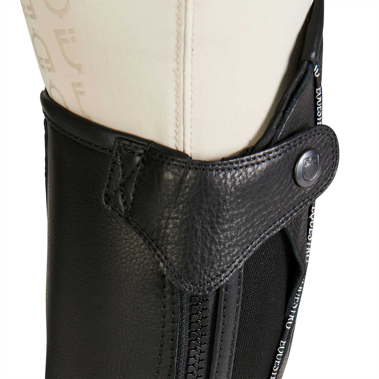 Equestro Unisex Leather Gaiters With Contrasting Profile #colour_black