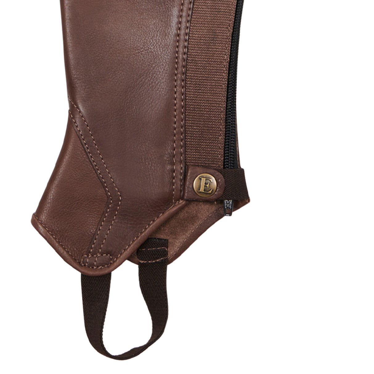 Equestro Unisex Soft Leather Gaiters With Rear Zip #colour_brown