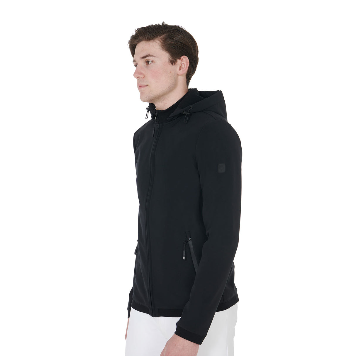 Equestro Men's Slim Fit Softshell Jacket With Internal Fleece #colour_black