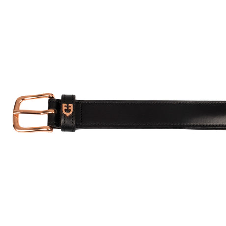 Equestro English Belt With Rose Gold Snaffle Bits #colour_black