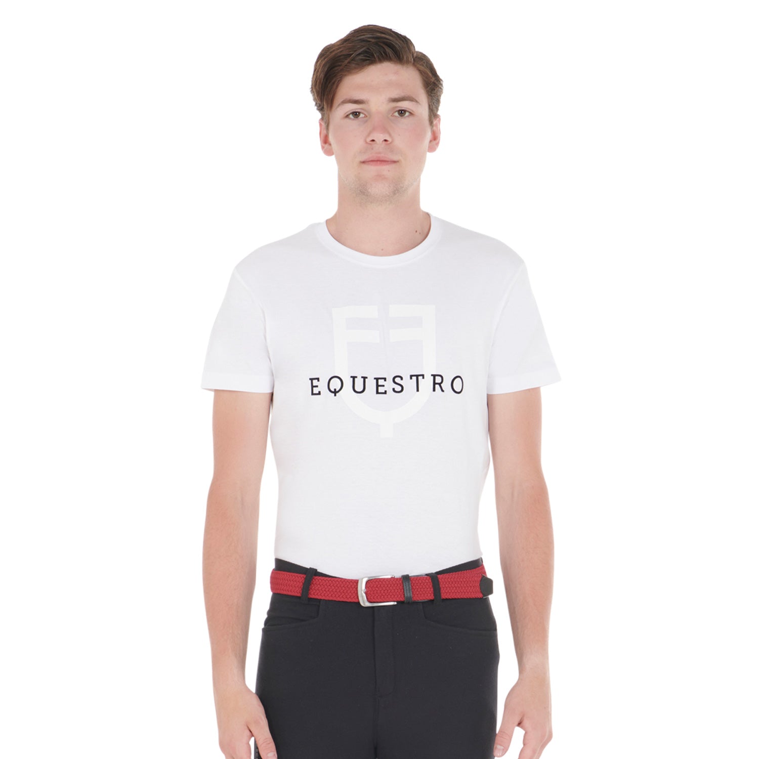 Equestro Elasticized Belt Crossed Pattern #colour_burgundy