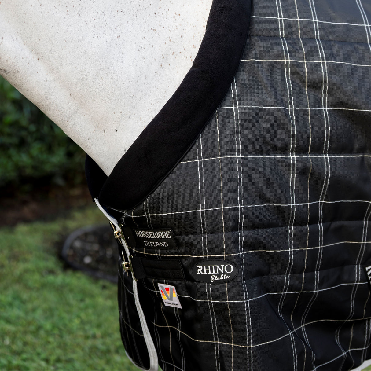 Horseware Ireland Rhino 350g Vari-Layer Stable Rug #colour_black-grey-white-check-grey