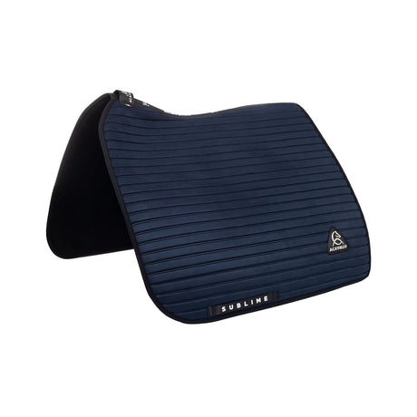 Acavallo Stripe Suede Dressage Saddle Pad W/Square Back Corner #colour_blue