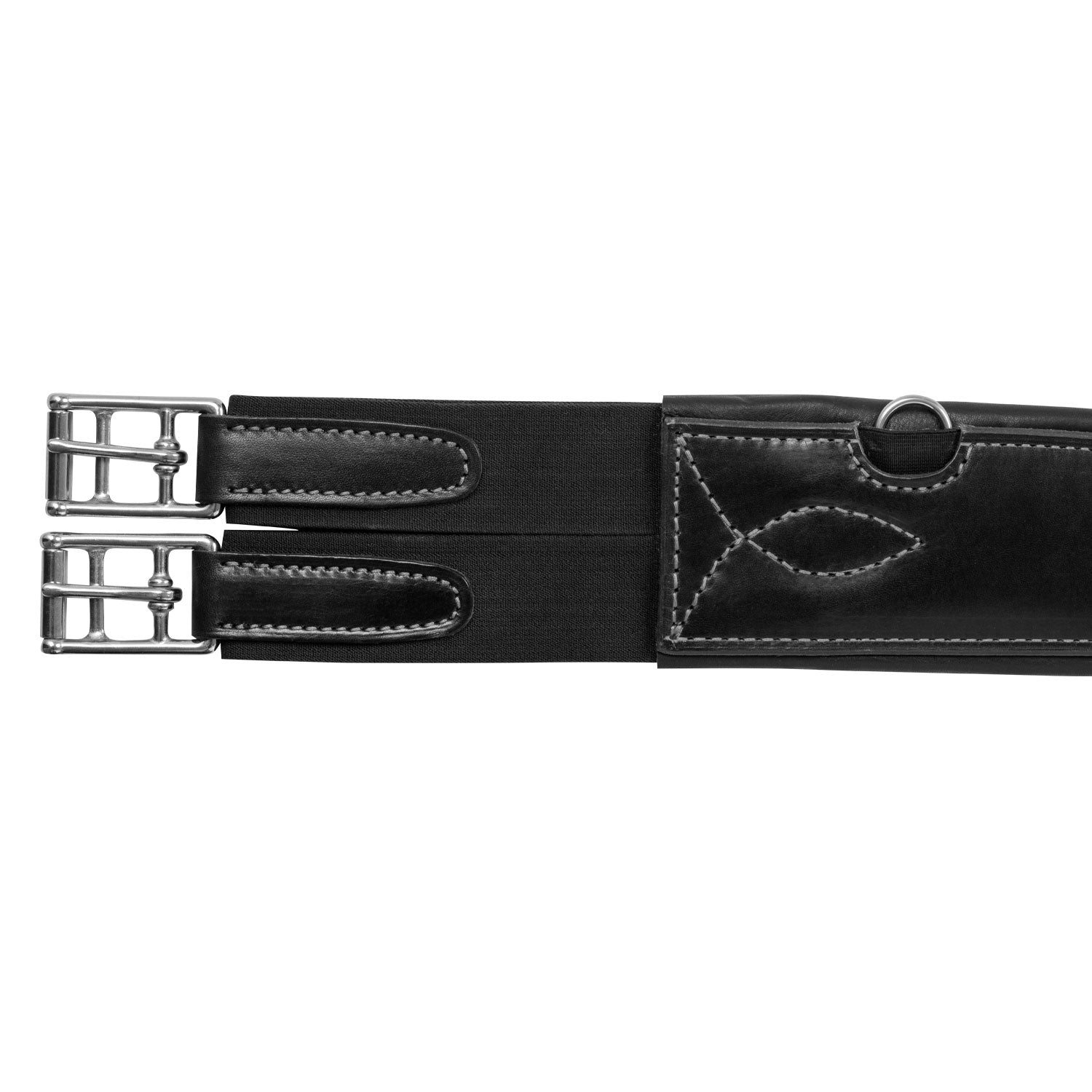 Acavallo Anatomical Jumping Girth Calfskin #colour_black