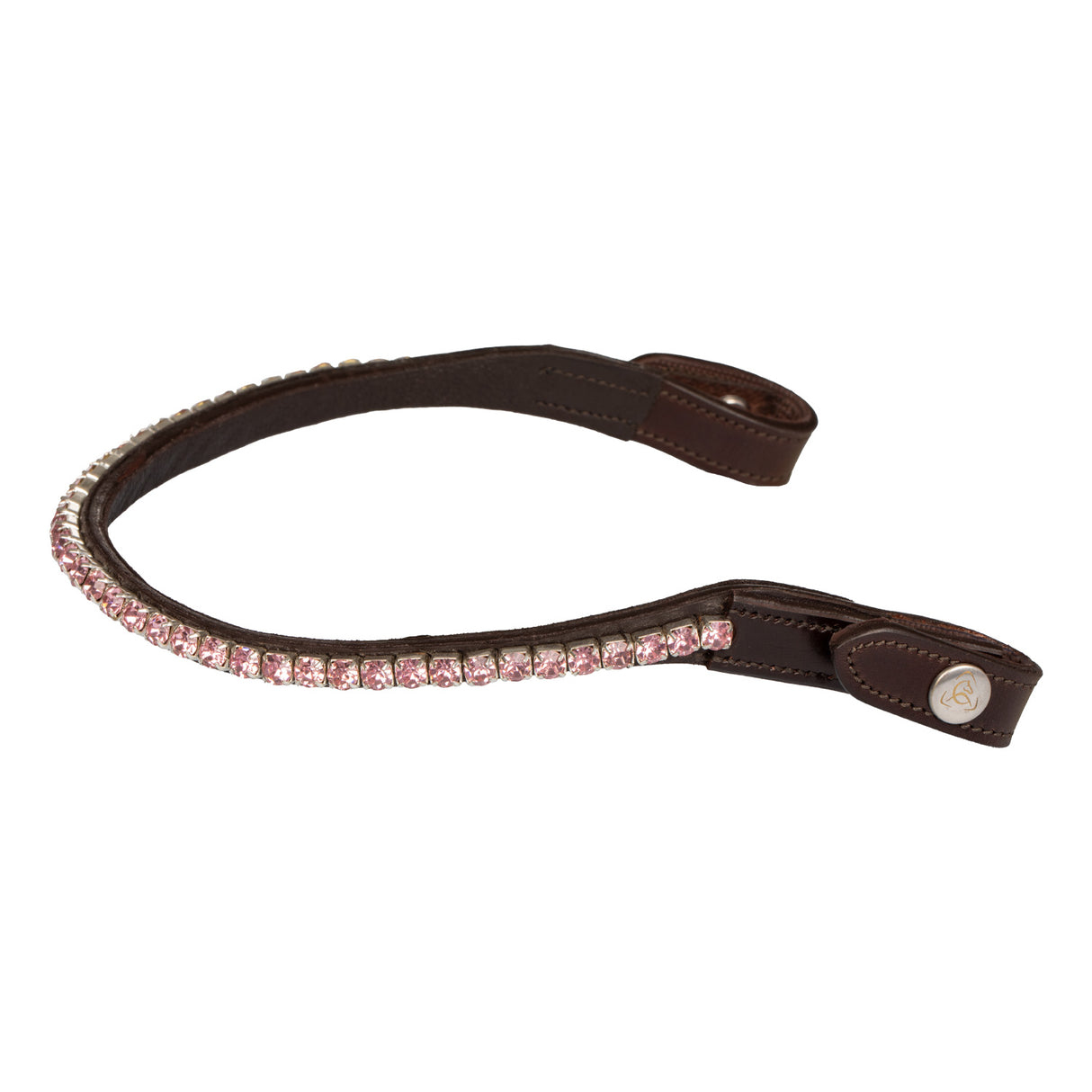 Acavallo Browband Calfskin & Round Crystals #colour_brown-pink