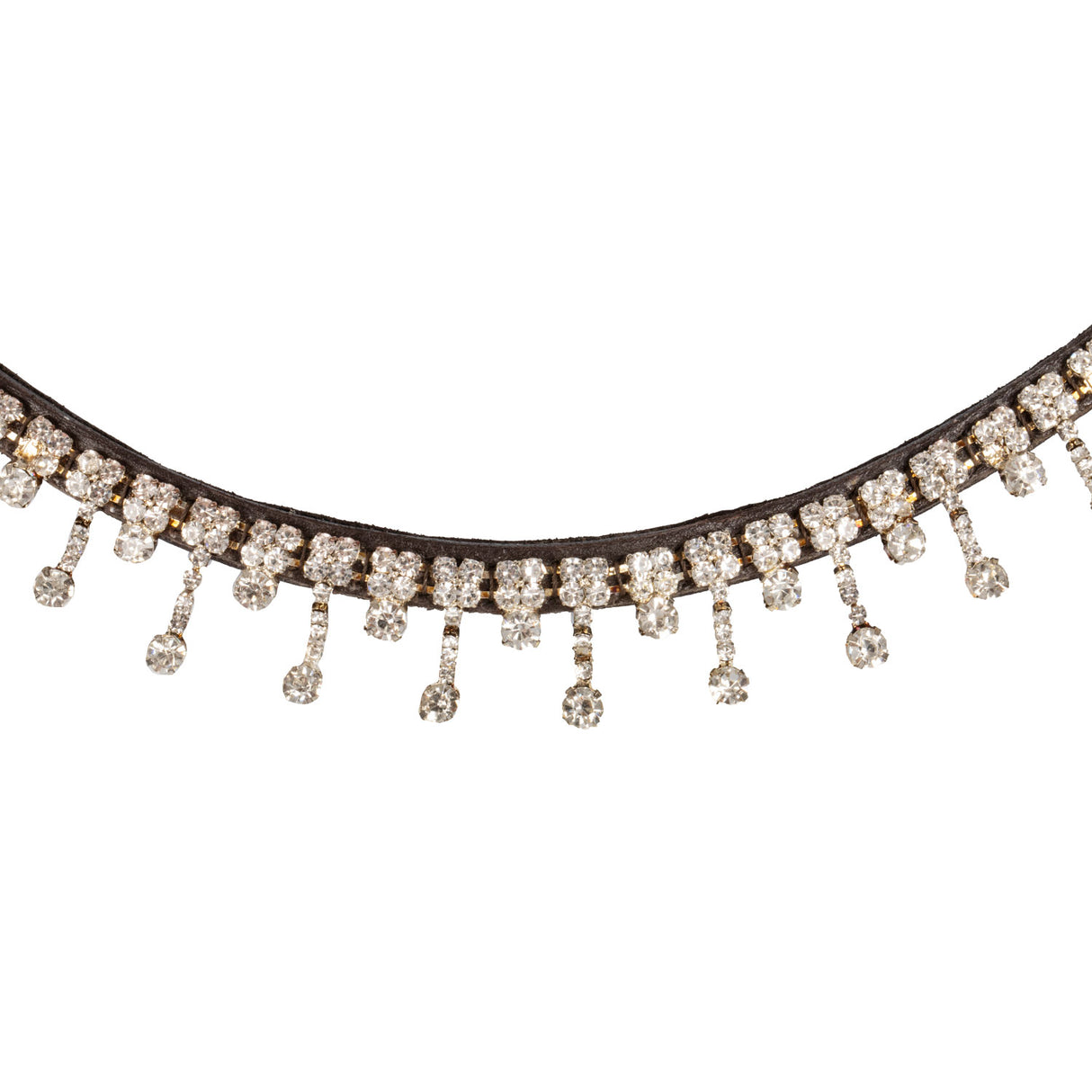 Acavallo Queen Browband Calfskin & Crystals #colour_brown-transparent