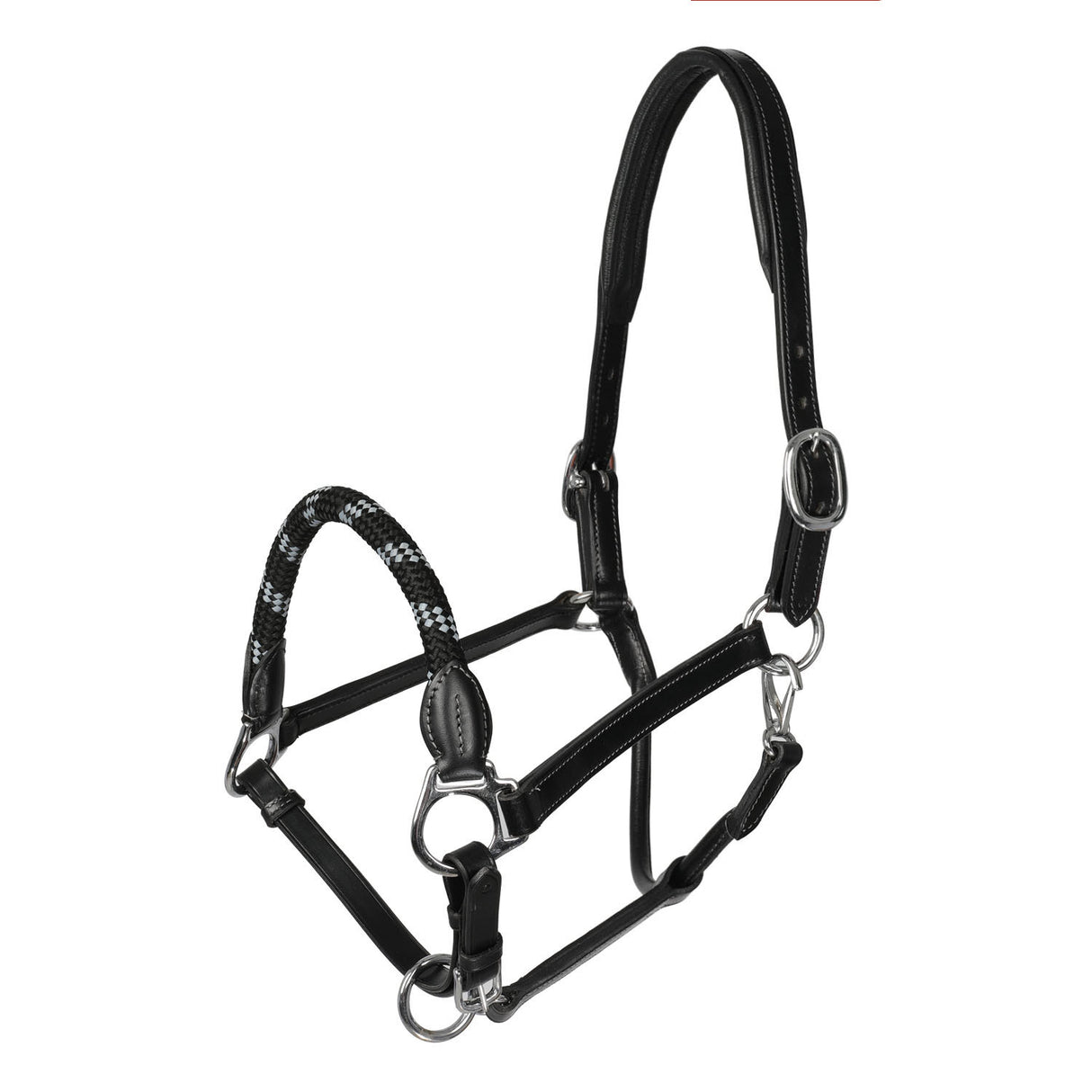 Acavallo Halter Anatomical Leather Rope Noseband #colour_black