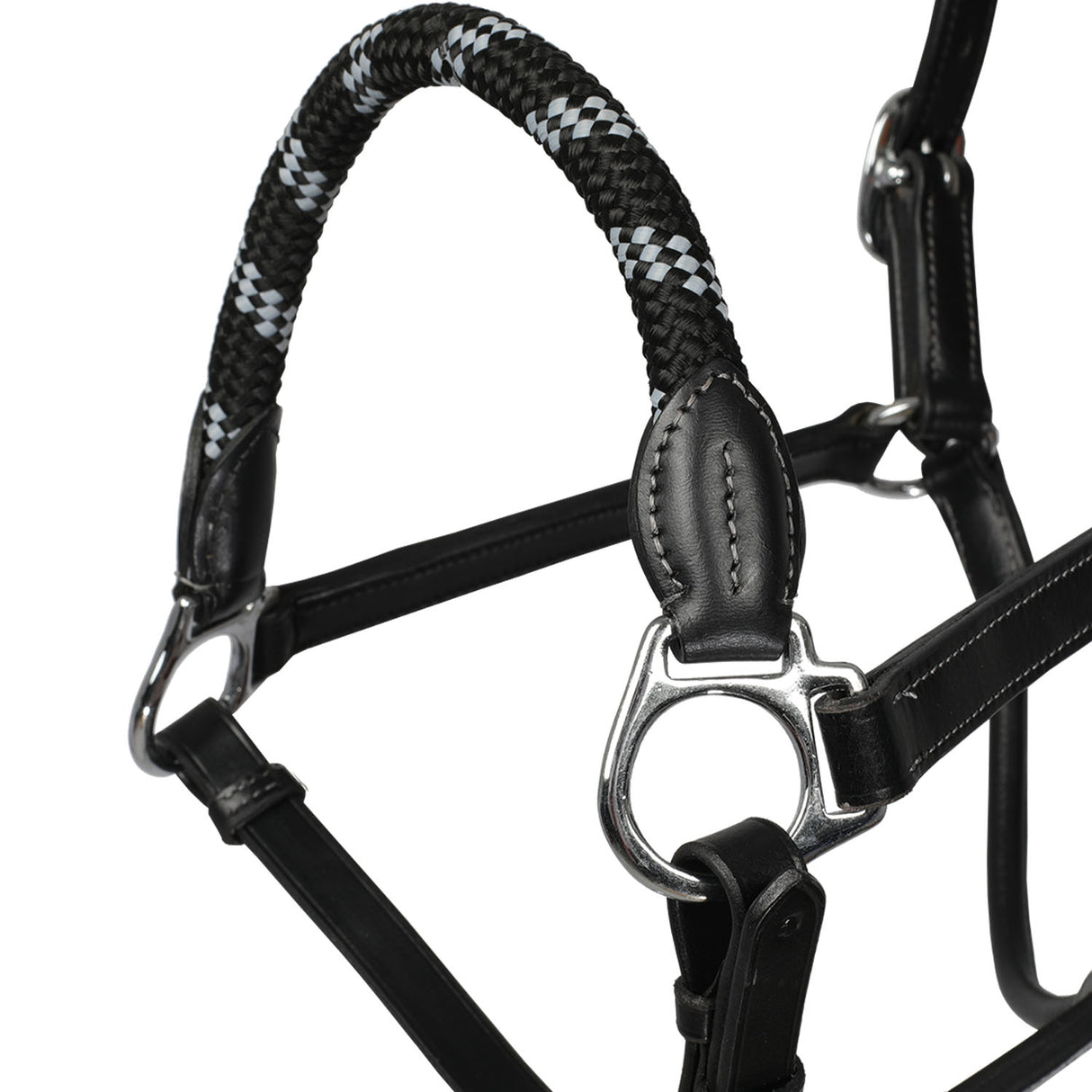 Acavallo Halter Anatomical Leather Rope Noseband #colour_black