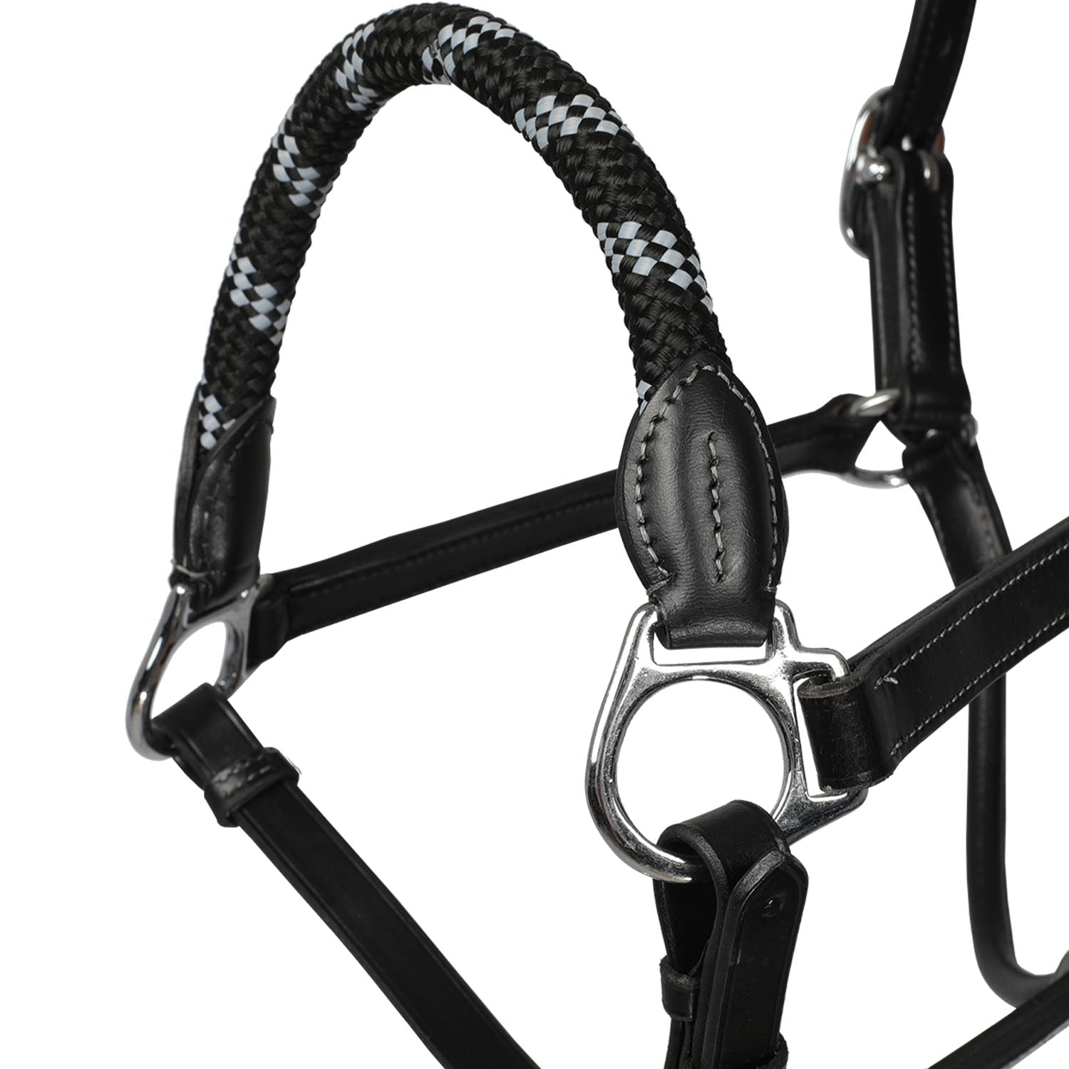 Acavallo Halter Anatomical Leather Rope Noseband #colour_black