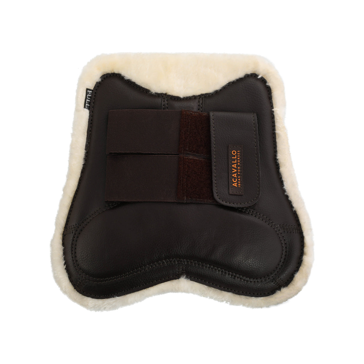 Acavallo Jumping Tendon Boots Faux Sheepskin & Hook-And-Loop Closure #colour_brown