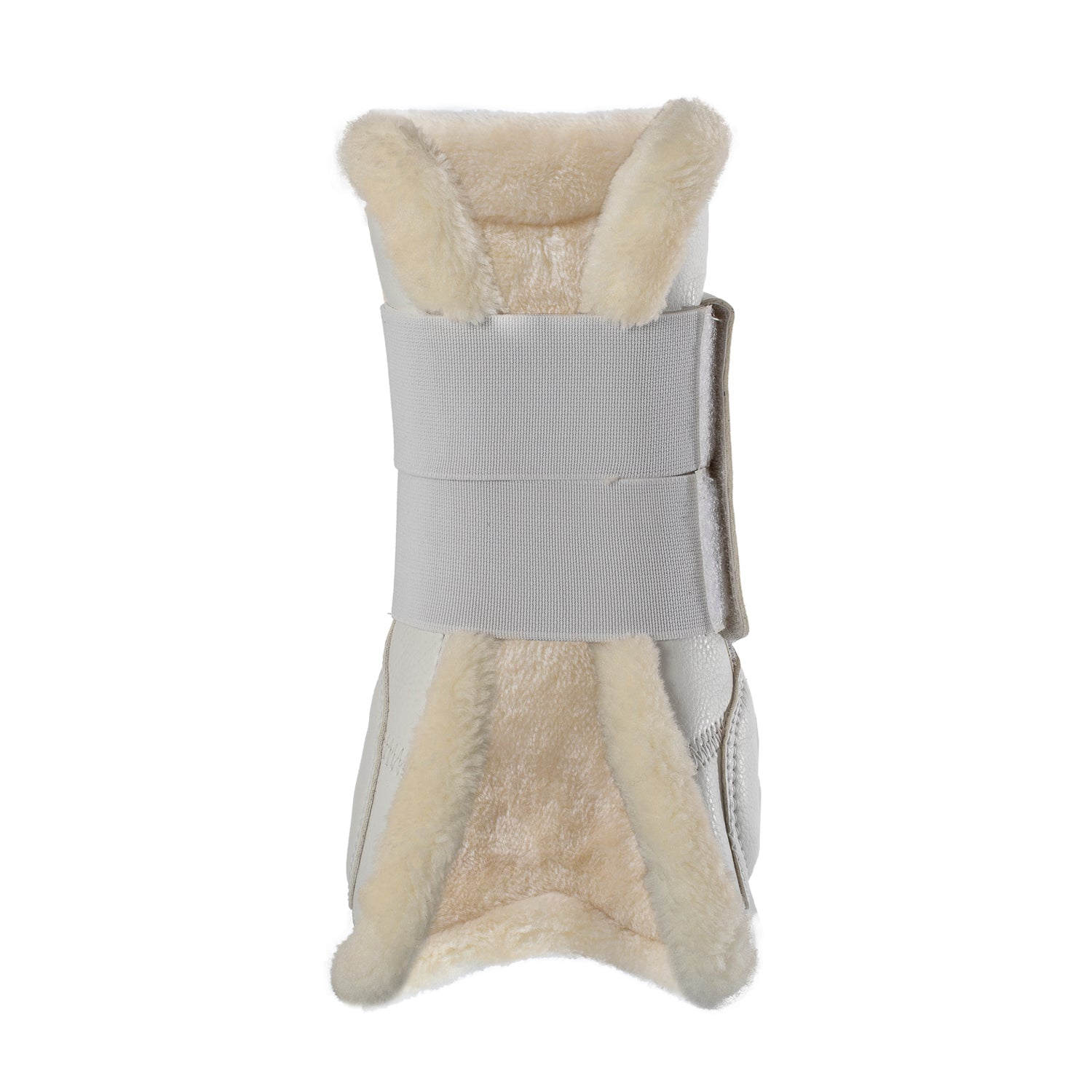 Acavallo Jumping Tendon Boots Faux Sheepskin & Hook-And-Loop Closure #colour_white