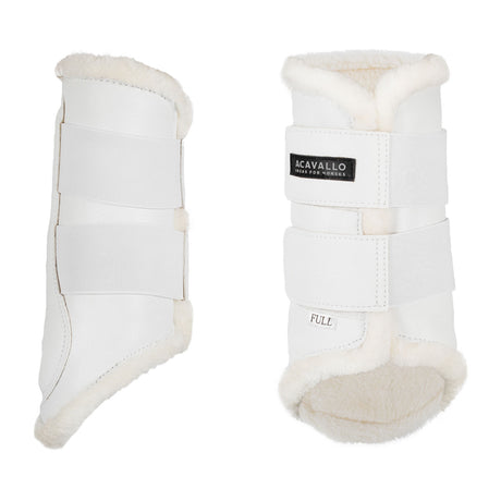 Acavallo Front Brushing Boots Faux Sheepskin & Hook-And-Loop Closure #colour_white