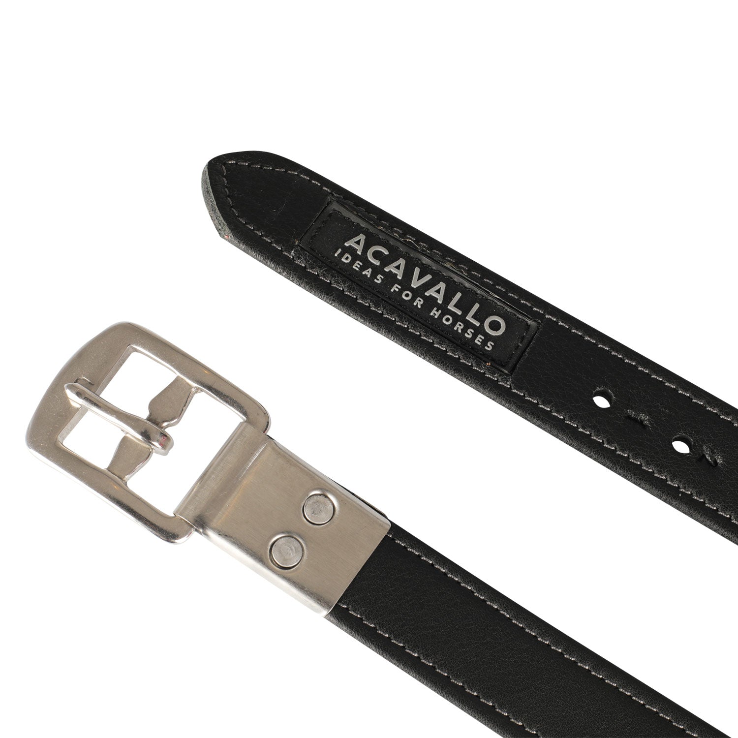 Acavallo Calfskin Stirrup Leathers Encased Buckle #colour_black