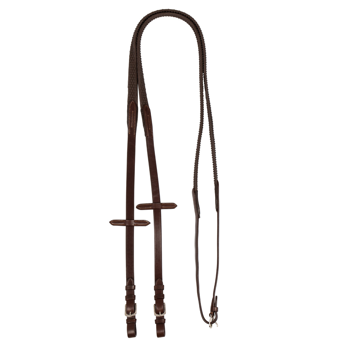 Acavallo Reins Leather & Rubber Grip #colour_brown