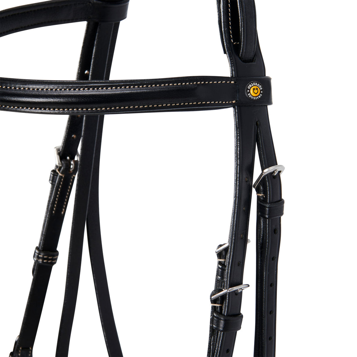 Equestro Leather English Bridle With Embroideries New #colour_black