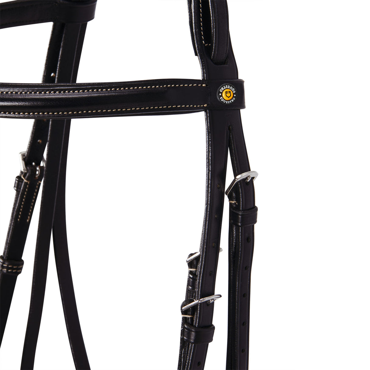 Equestro Leather English Bridle With Embroideries New #colour_brown