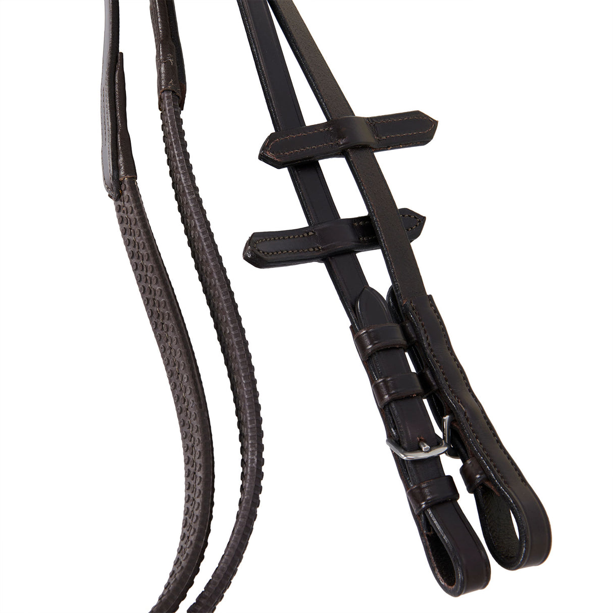 Equestro Leather English Bridle With Embroideries #colour_black