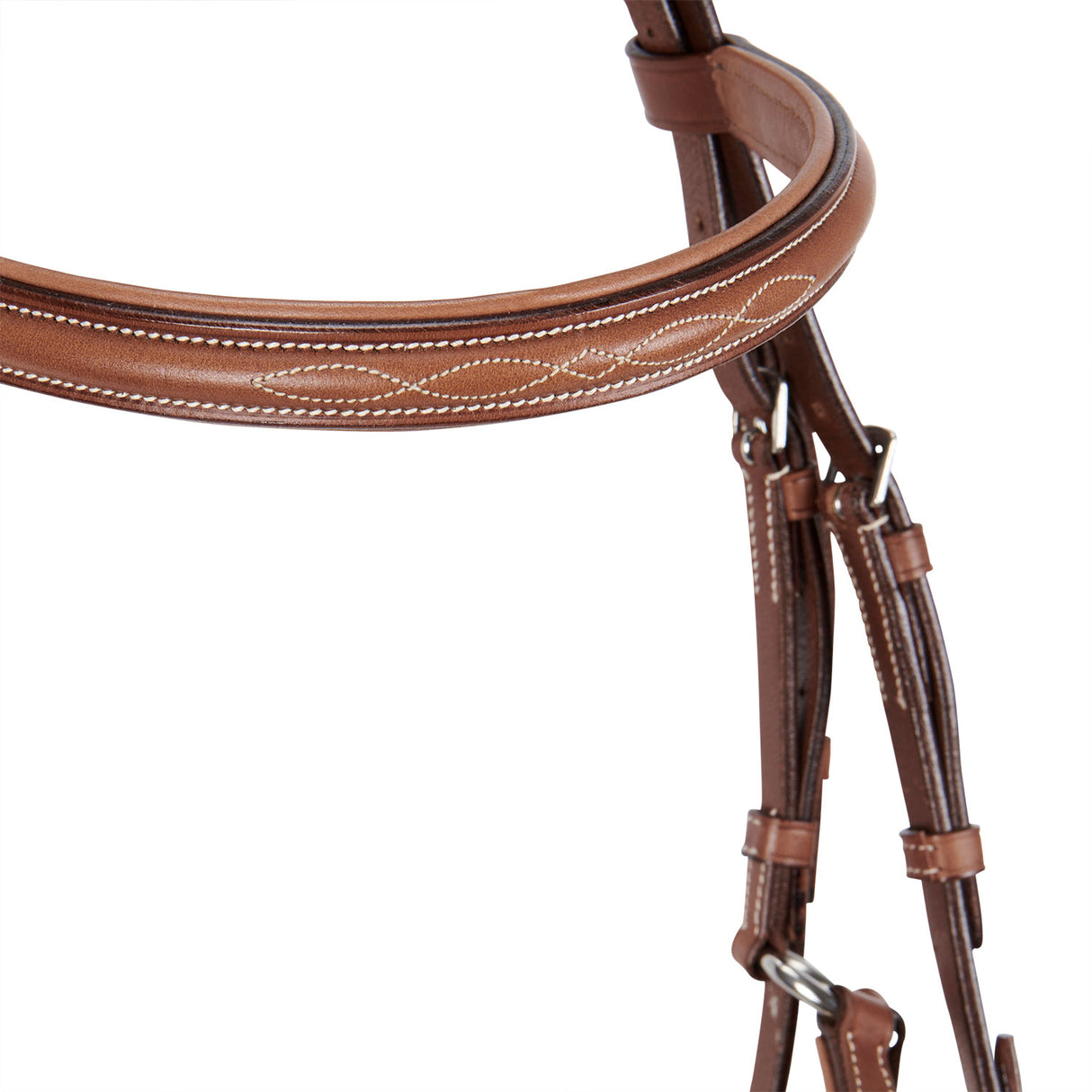 Equestro Bridle With Mexican Noseband And Synthetic Sheepskin #colour_cognac