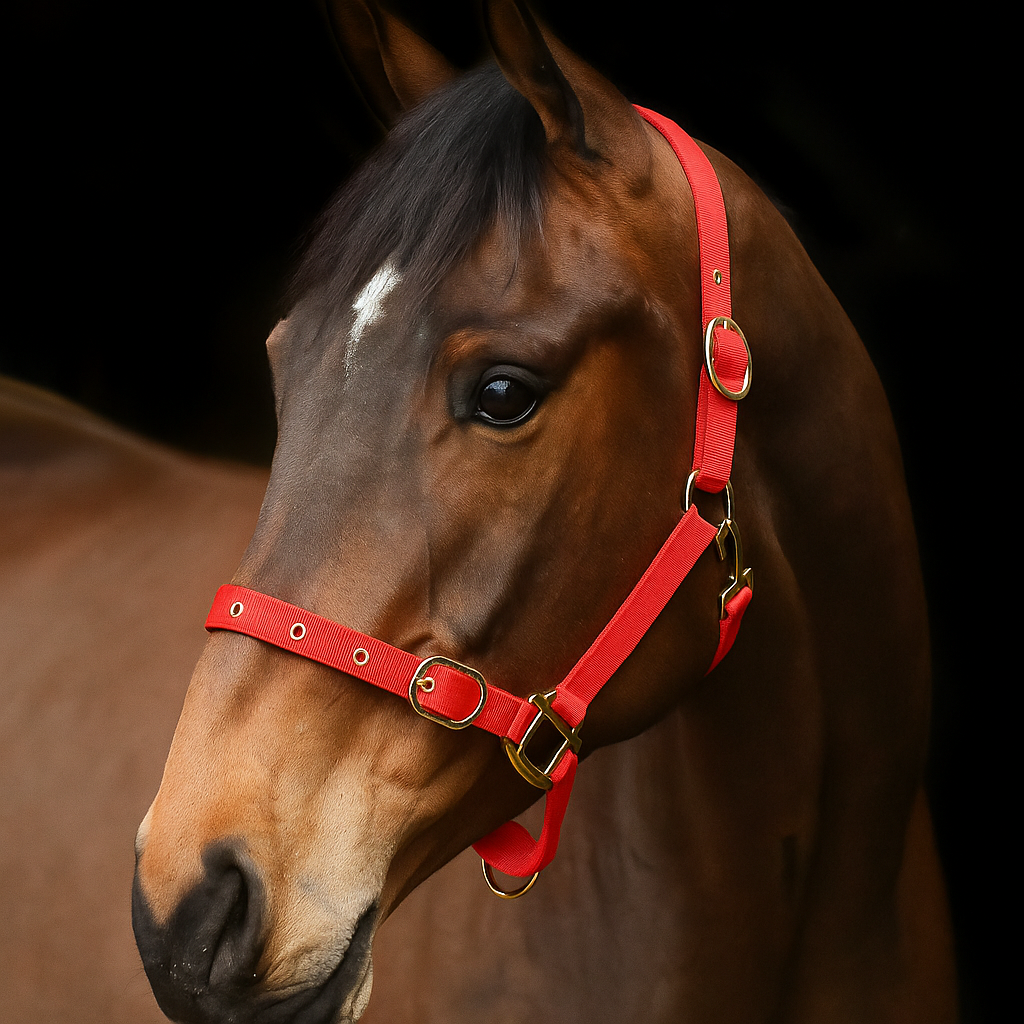 Equi-Sential Nylon Clip Headcollar #colour_red