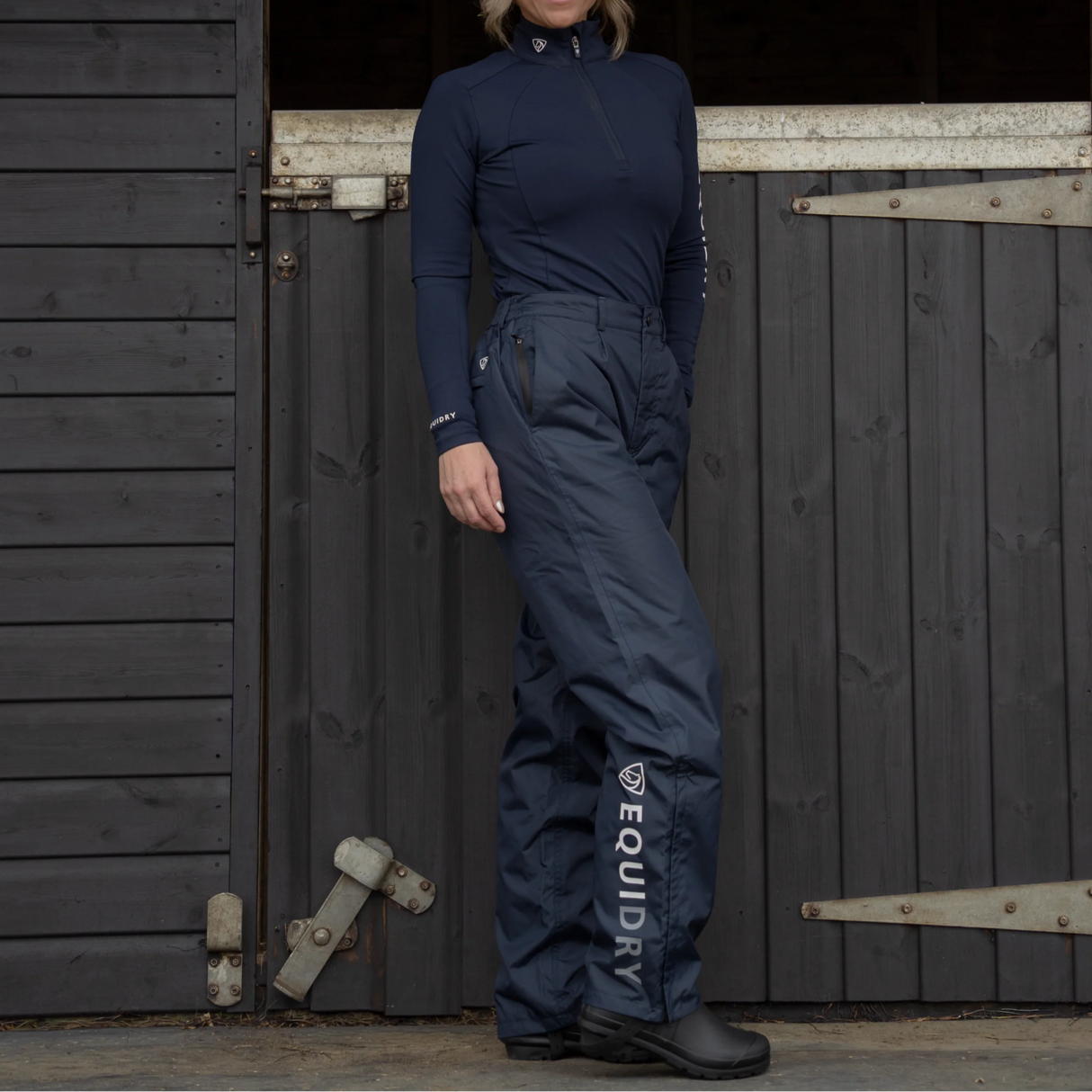 EQUIDRY Women's Lined Waterproof Trousers #colour_navy