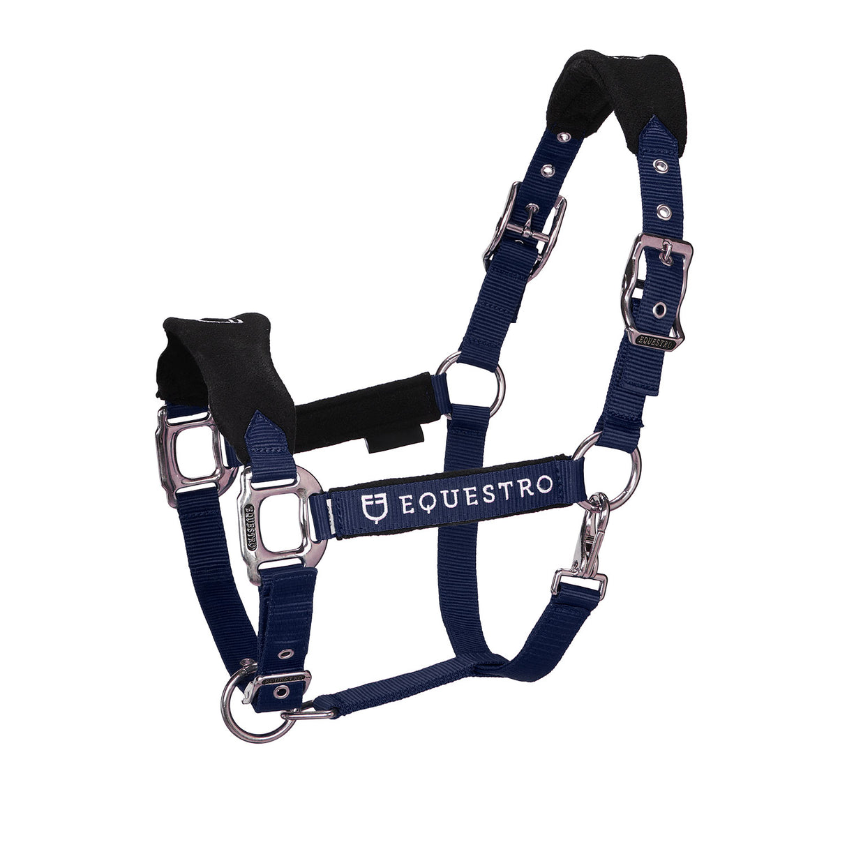 Equestro Halter With Double Adjustment And Lead Rope #colour_blue