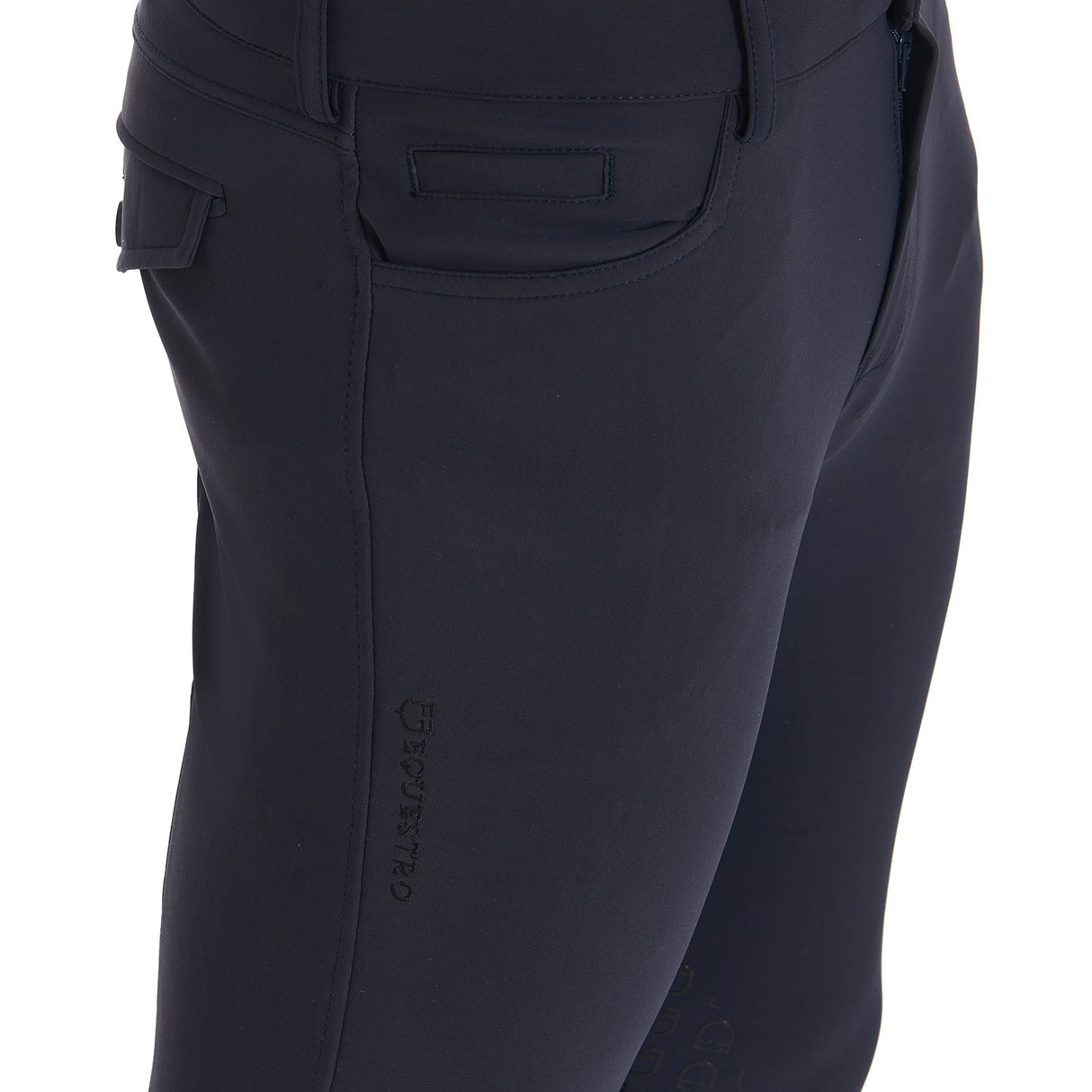 Equestro Men's Slim Fit Grip Breeches With Logo #colour_blue