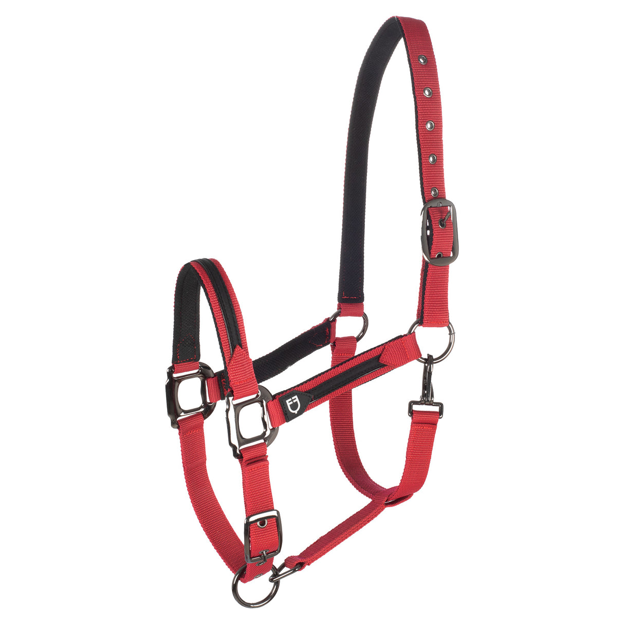 Equestro Durable Fleece Halter #colour_red