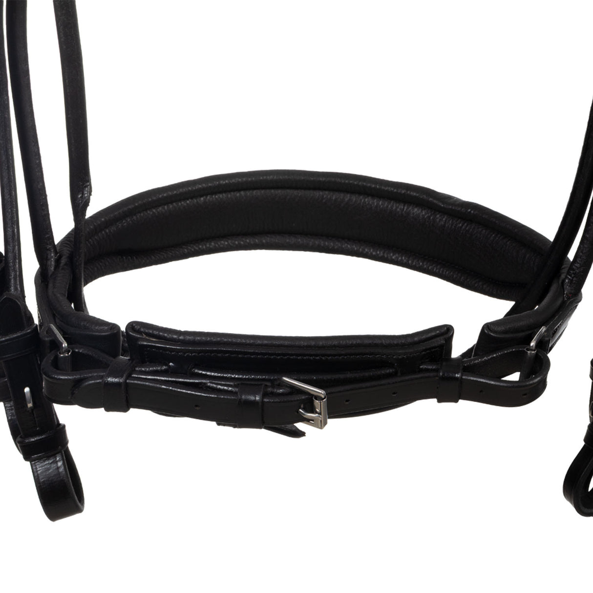 Leather dressage bridle with anatomical headpiece