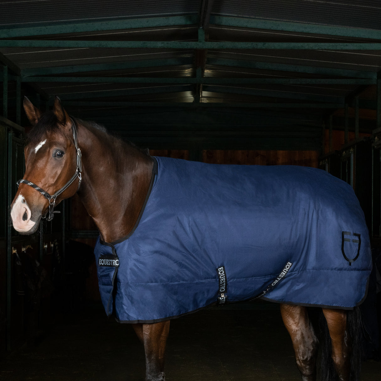 Equestro Rip-Stop Stable Rug With Logo #colour_blue