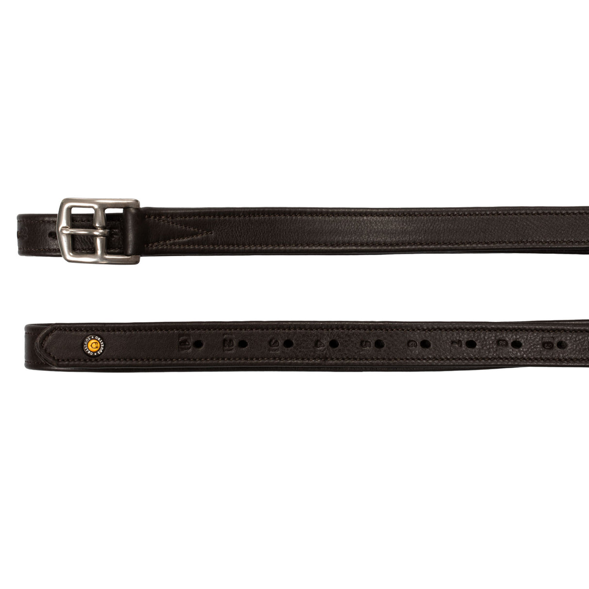 Equestro Leather Stirrup Leathers With Numbered Holes #colour_brown