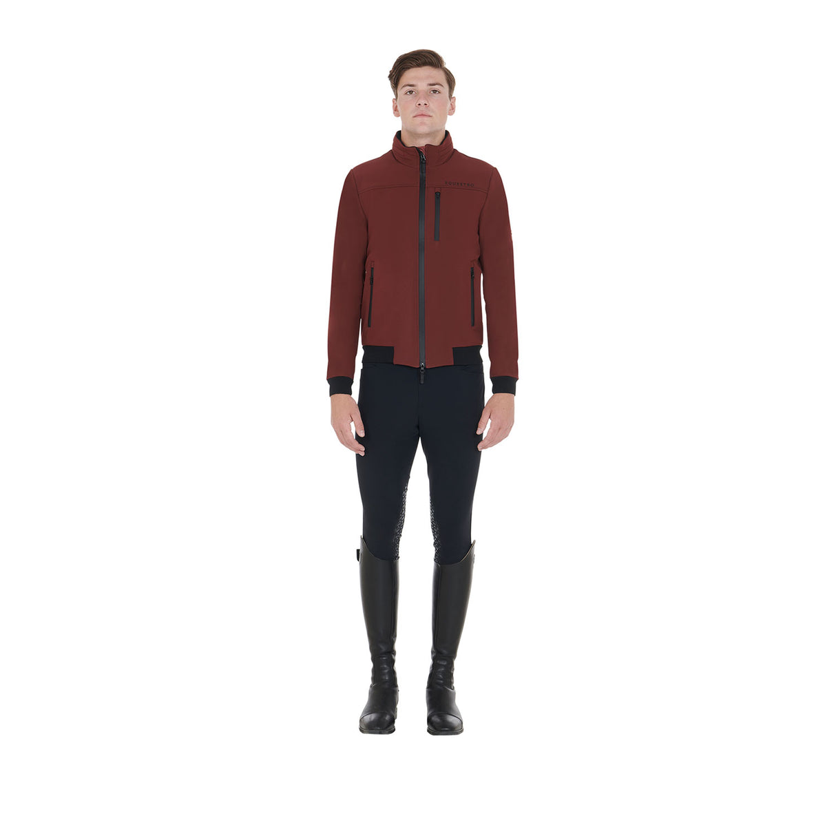 Equestro Men's Jacket In Technical Fabric With Pull-Out Hood #colour_burgundy