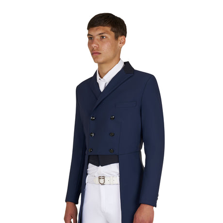 Equestro Men's Competition Dressage Tailcoat In Technical Fabric #colour_blue