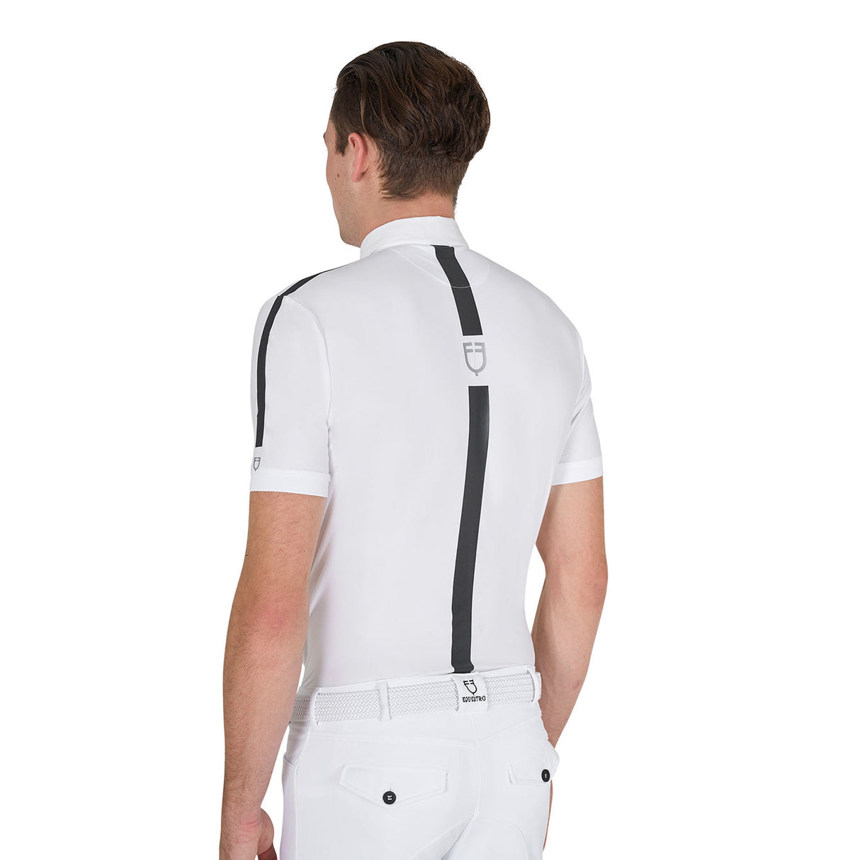 Equestro Men's Slim Fit Short Sleeve Competition Polo Shirt #colour_white