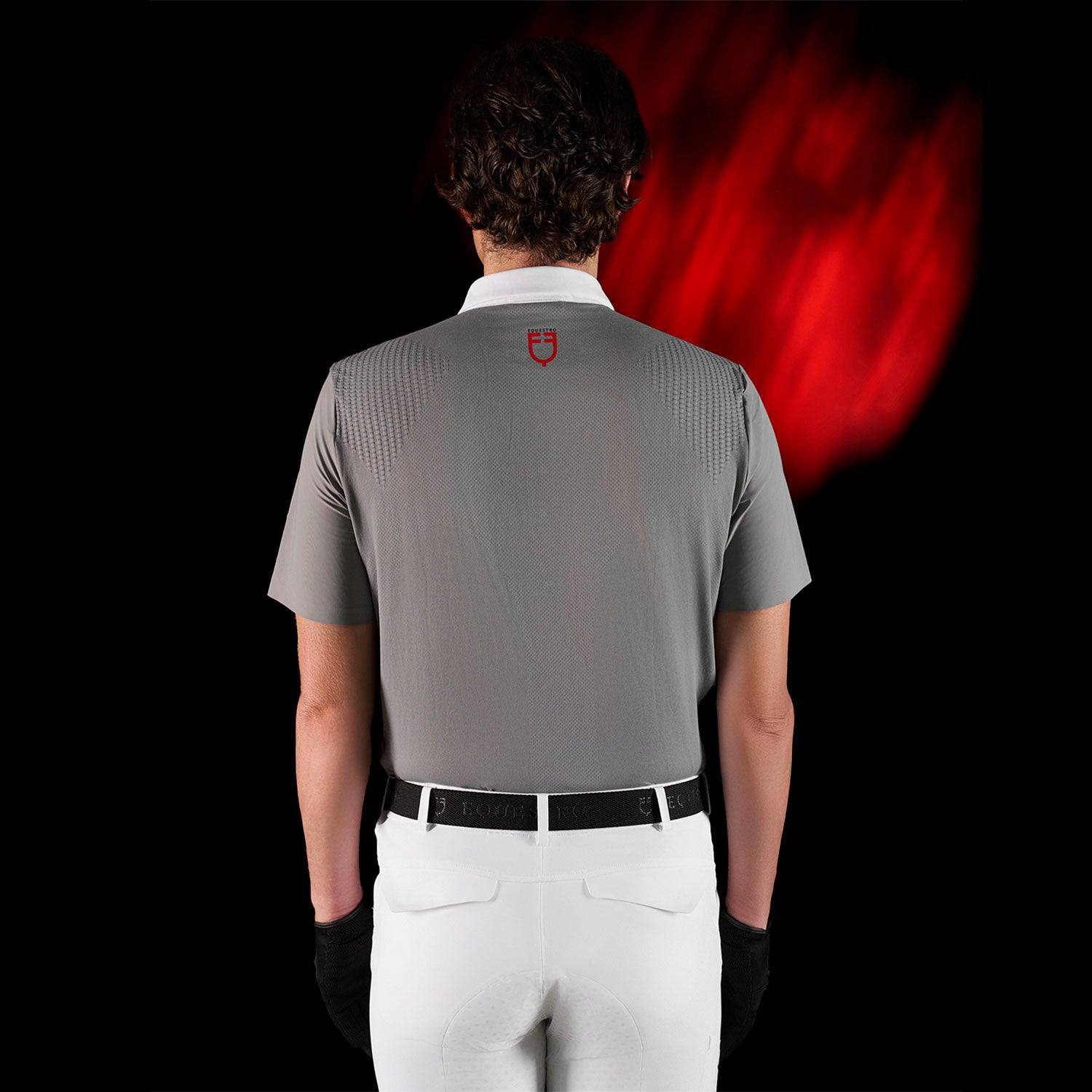 Equestro Equestro Ridertechnology Men's Competition Polo Shirt Short Sleeves And Buttons #colour_grey