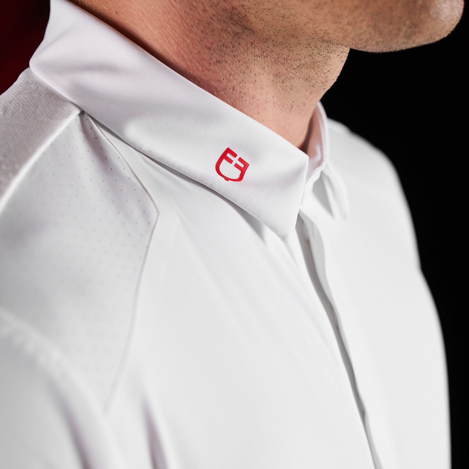 Equestro Equestro Ridertechnology Men's Competition Polo Shirt Short Sleeves And Buttons #colour_white