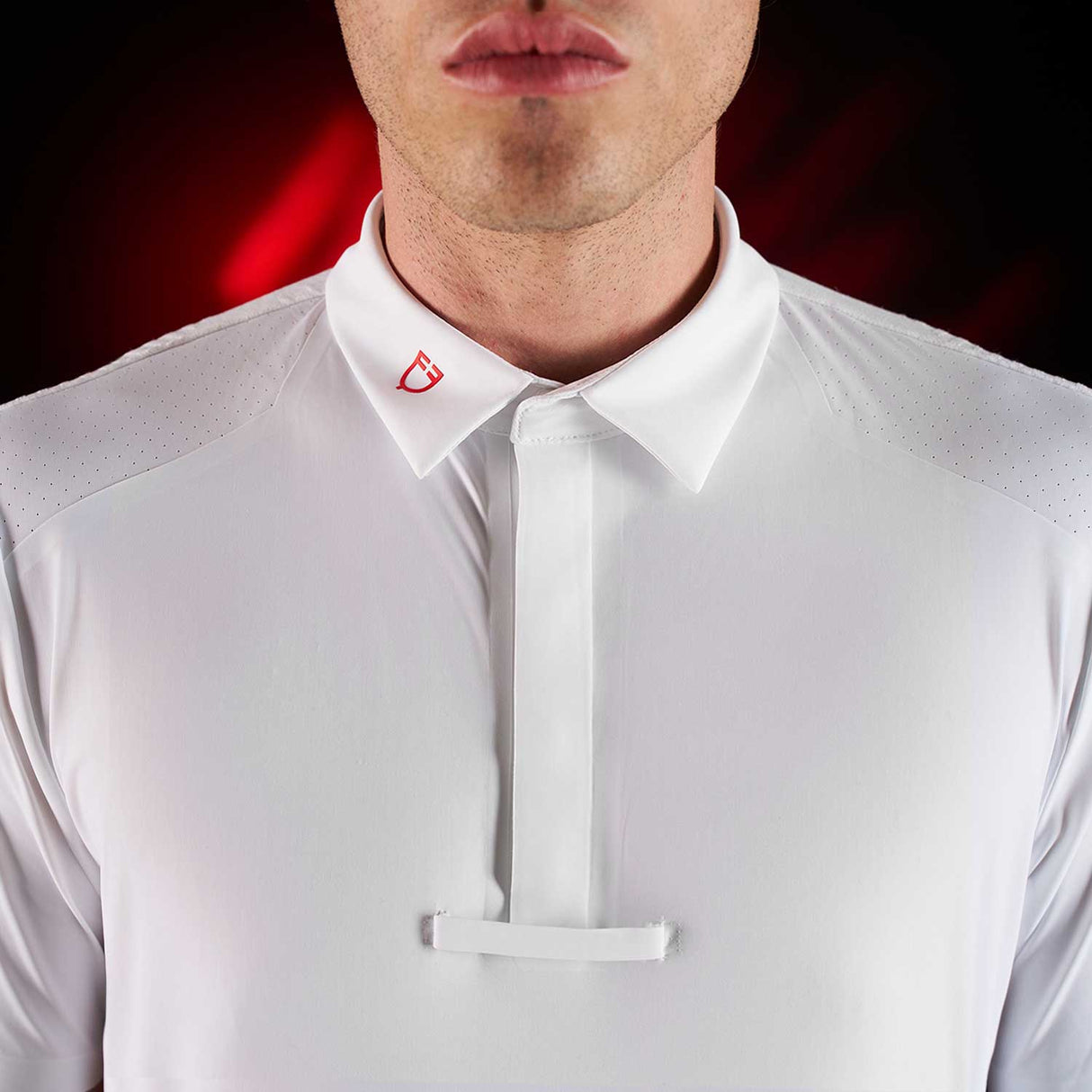 Equestro Equestro Ridertechnology Men's Competition Polo Shirt Short Sleeves And Buttons #colour_white