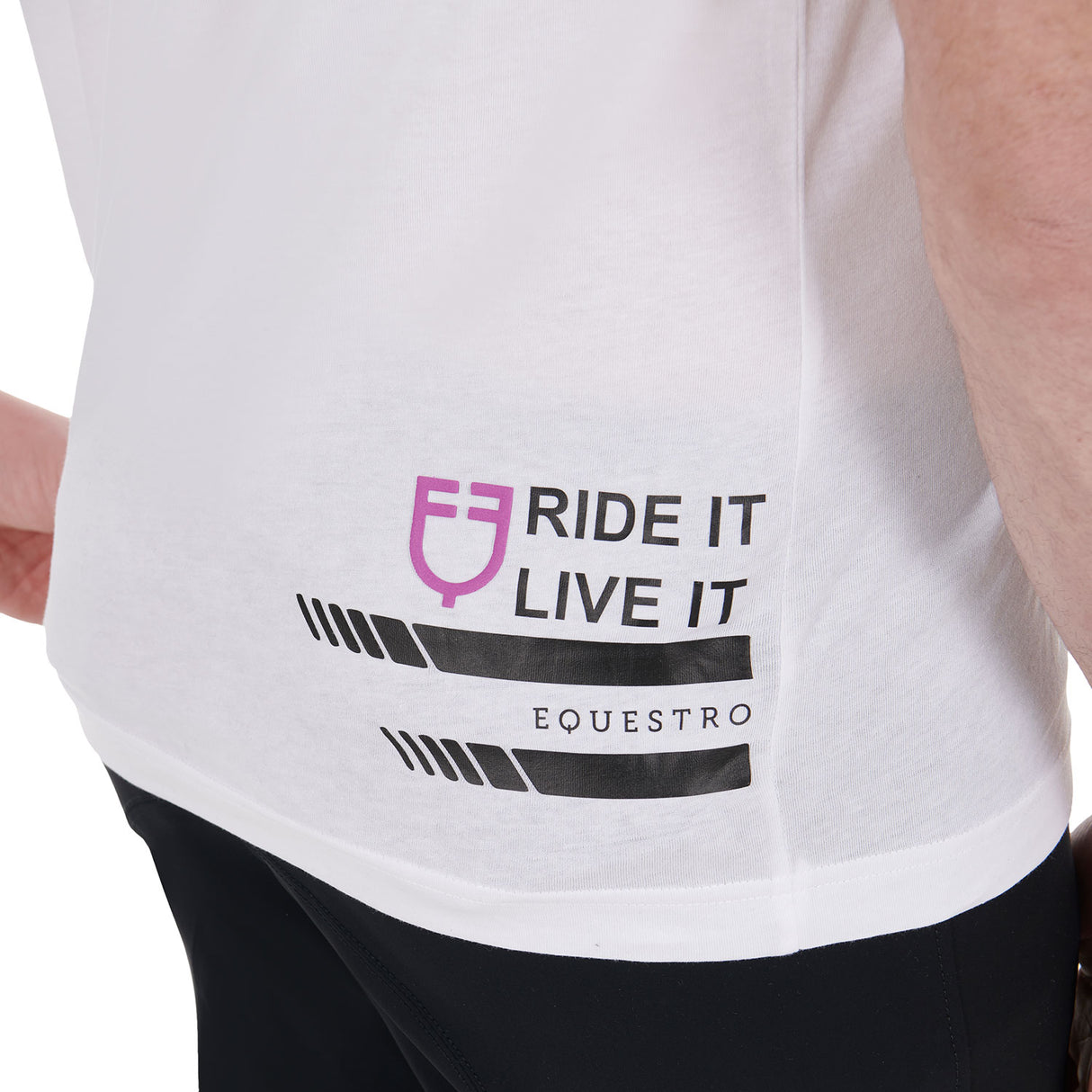 Equestro Men's Ride It Live It Slim Fit T-Shirt With Logo #colour_white