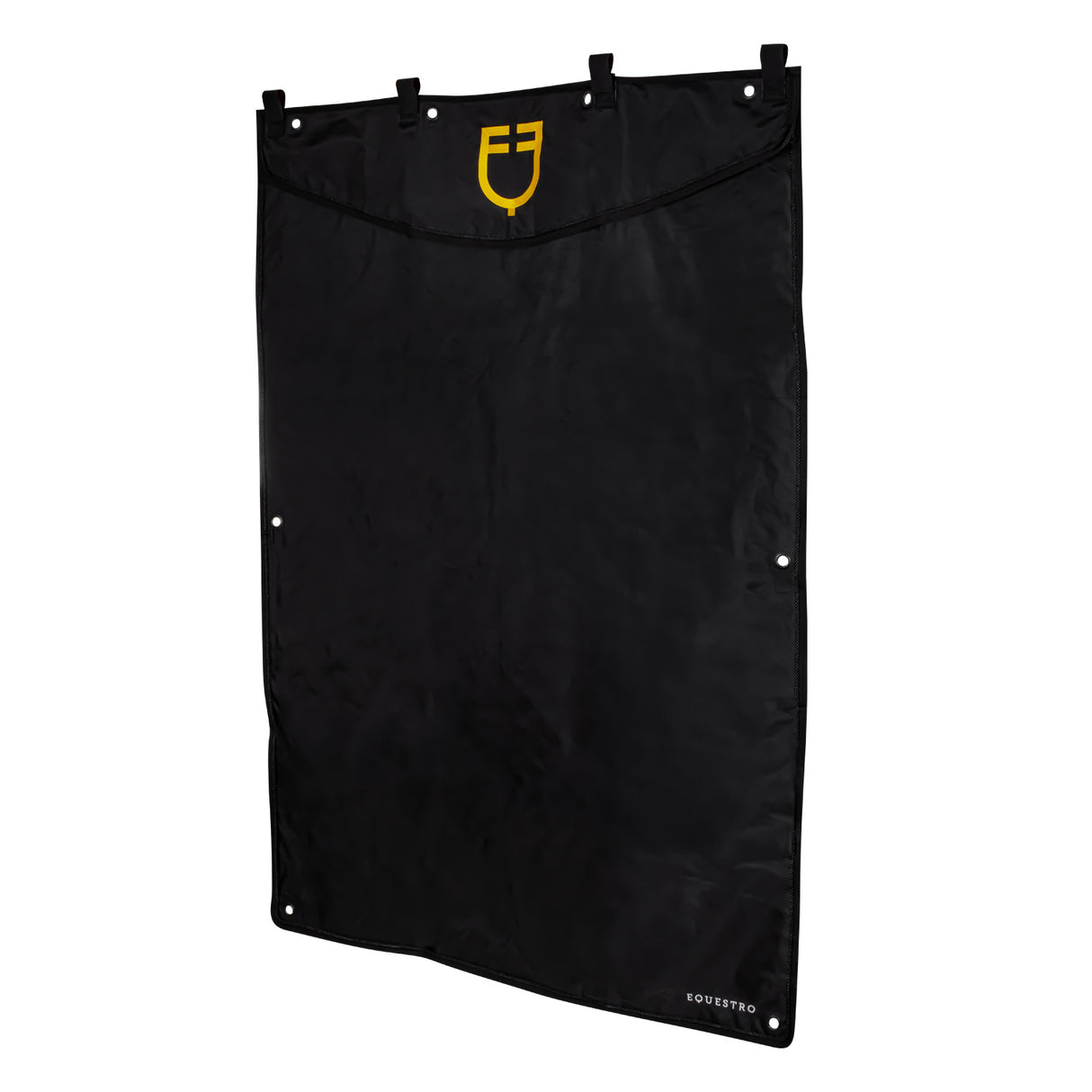 Equestro Long Stable Curtain With Embroidered Logo #colour_black