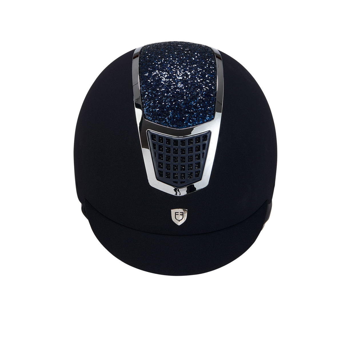 Equestro Ultra-Light Velvet Helmet With Rhinestones #colour_blue