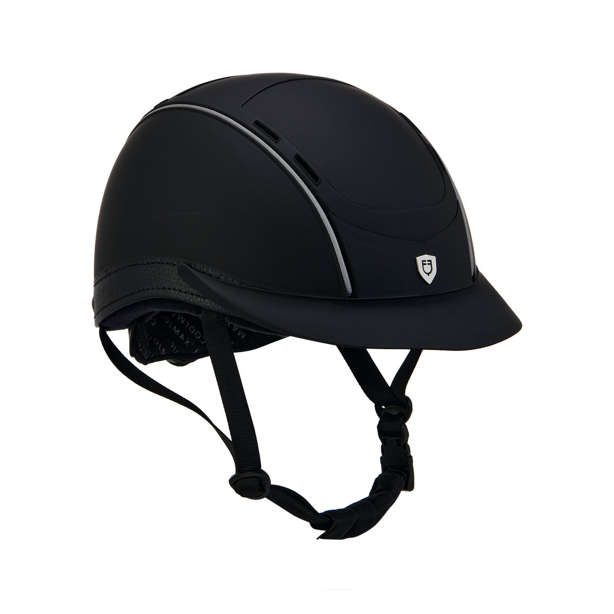 Equestro Helmet With Front Logo And Leather Inserts